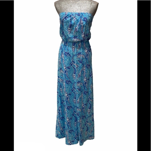 Lilly Pulitzer Nice Tail Mermaid Maxi Dress Sz XS - Picture 1 of 4